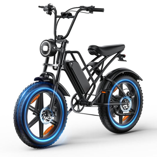 (12 MONTH WARRANTY) Electric Mountain Bike with 35 MPH in the Pure Electric Mode, Paired with Pedal Assist;15 Ah Battery; 20'' * 4'' Fat Tires; 7 Speed Gears; Eco-Friendly E-Bike for Adventure Lovers, Hunting Lovers, Urban Youths on Virous Terrains