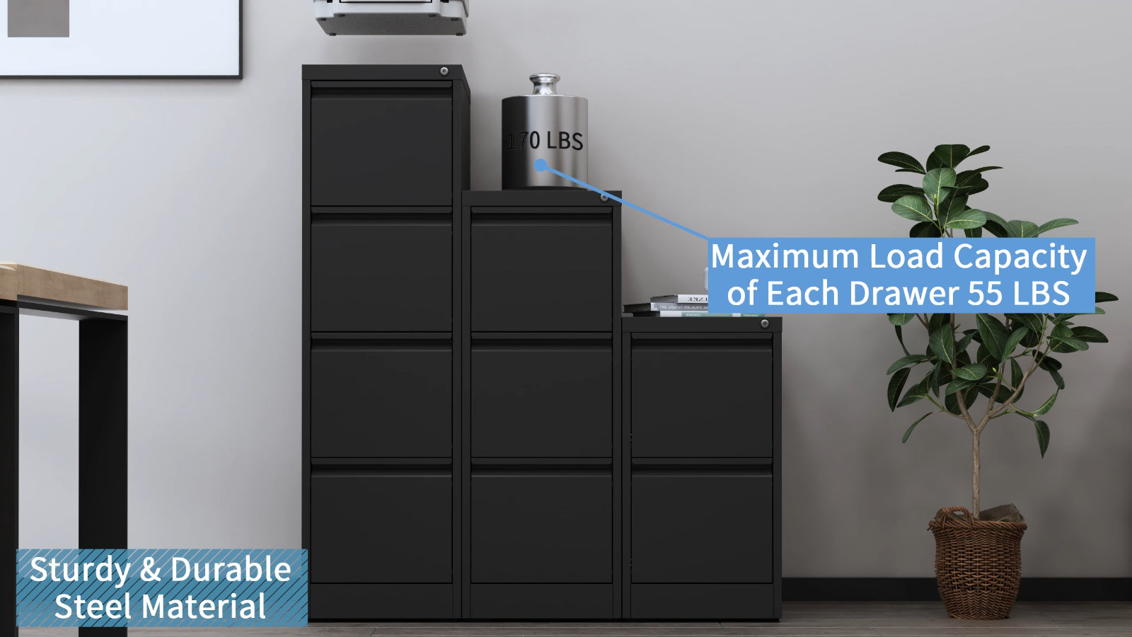 Metal 4 Drawer File Cabinet Vertical Lockable Storage Filing Organizer Office