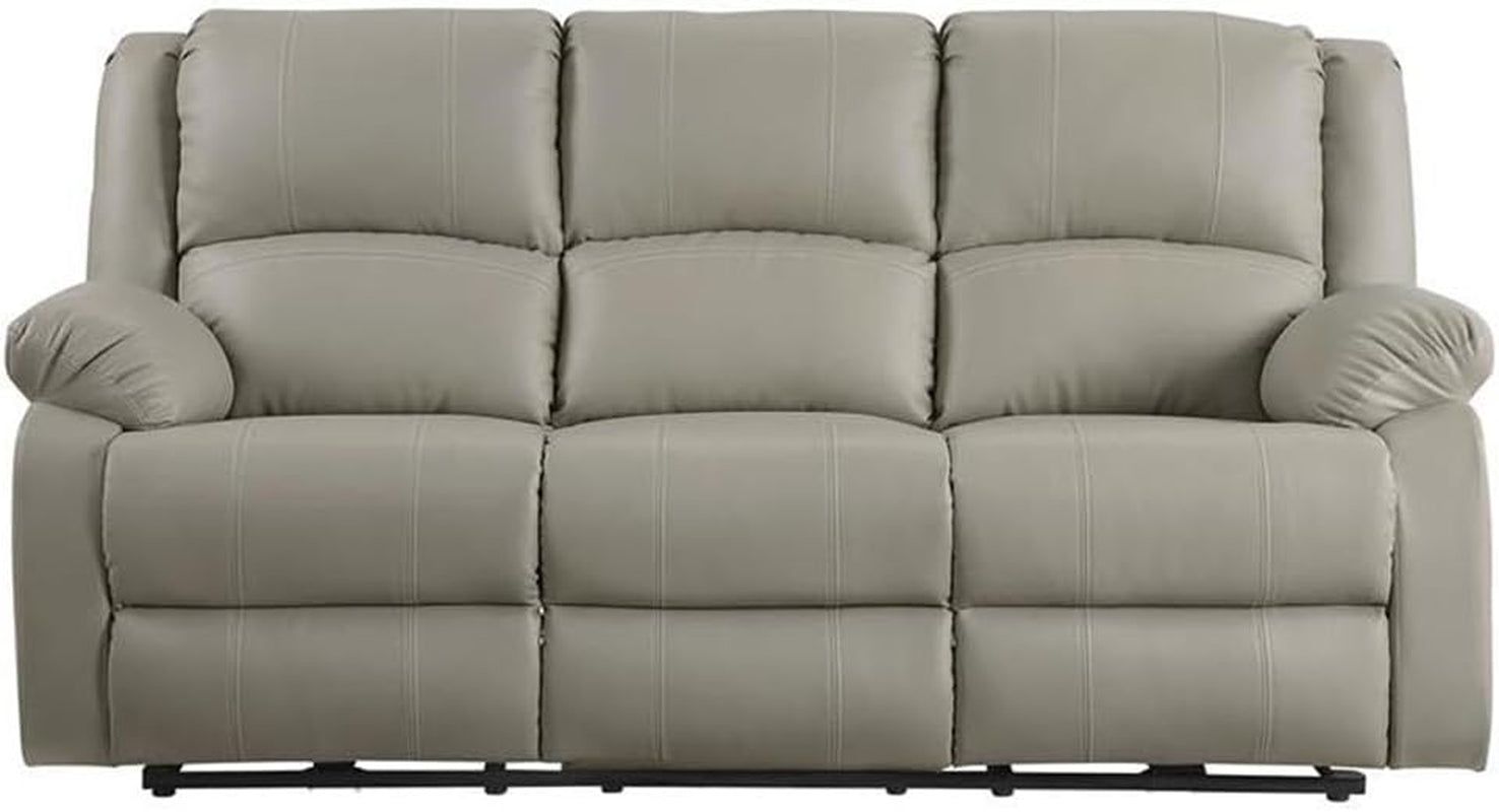 Zuriel Faux Leather Upholstered Power Motion Reclining Sofa in Beige