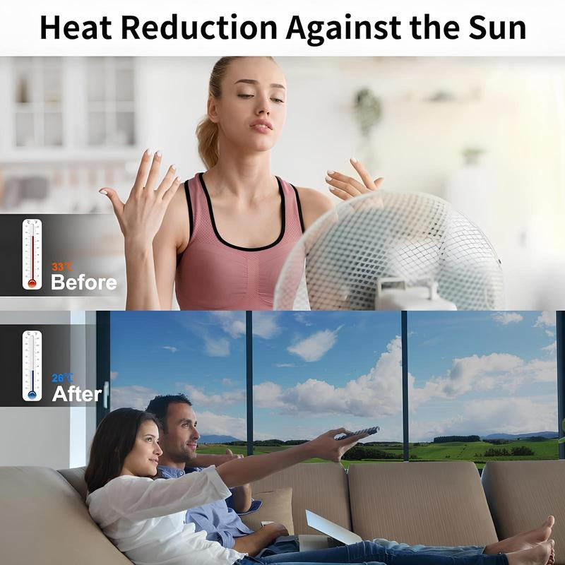 Daytime Privacy Window Film- One Way Mirror, Anti-Uv & Heat Control for Home and Óffice, Static Cling Easy Install,Uv Sun Blocking, Black,17.5 Inch X6.5 Feet